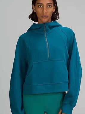 lululemon athletica Teal Half-Zip Scuba Hooded Sweatshirt